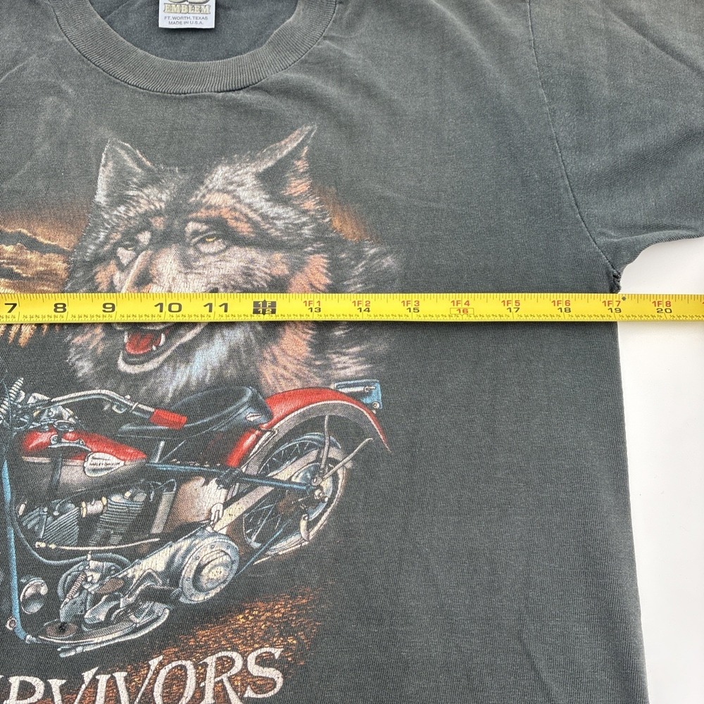 1989 Harley Davidson 3D Emblem Wolf Survivors Single Stitch Mens M Black USA - Picture 8 of 16